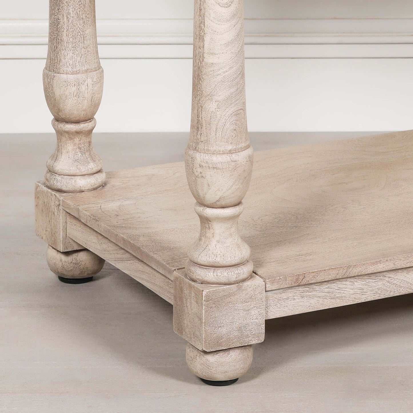 Acacia Wooden Console Table with Drawer, Shelf & Vintage Brass Handles