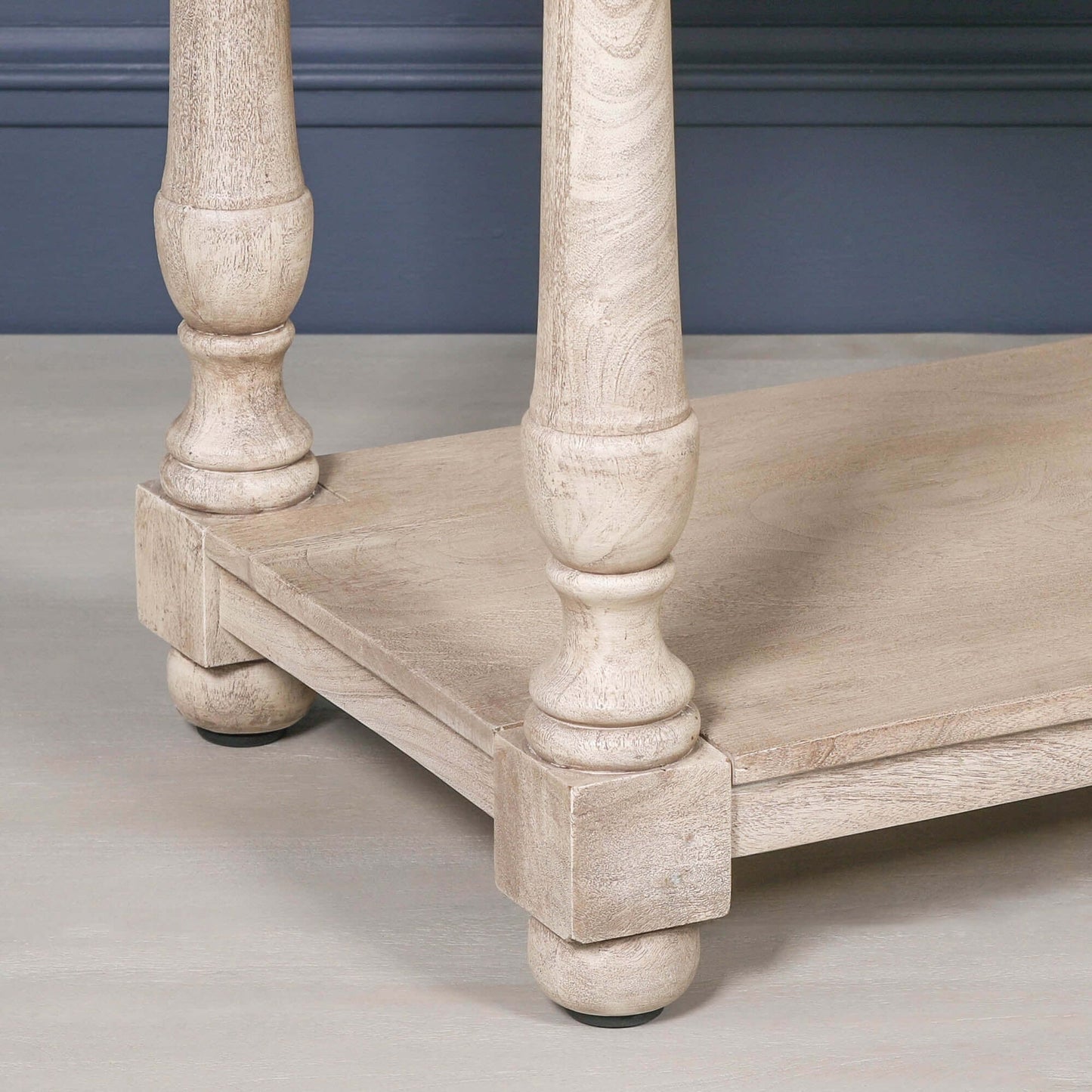 Acacia Wooden Console Table with Drawer, Shelf & Vintage Brass Handles