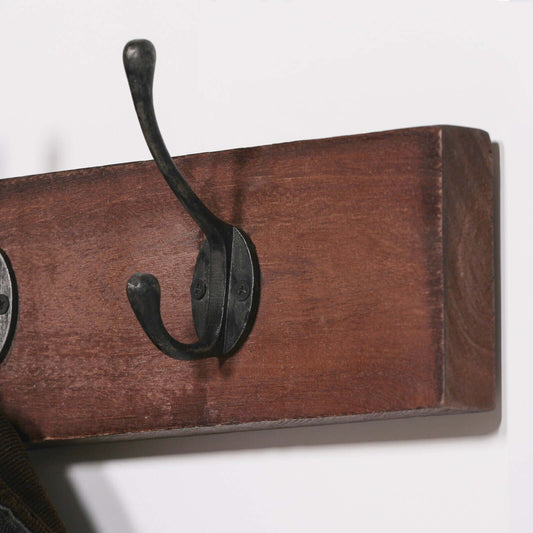 4 Hook 60cm Wooden Coat Hanger