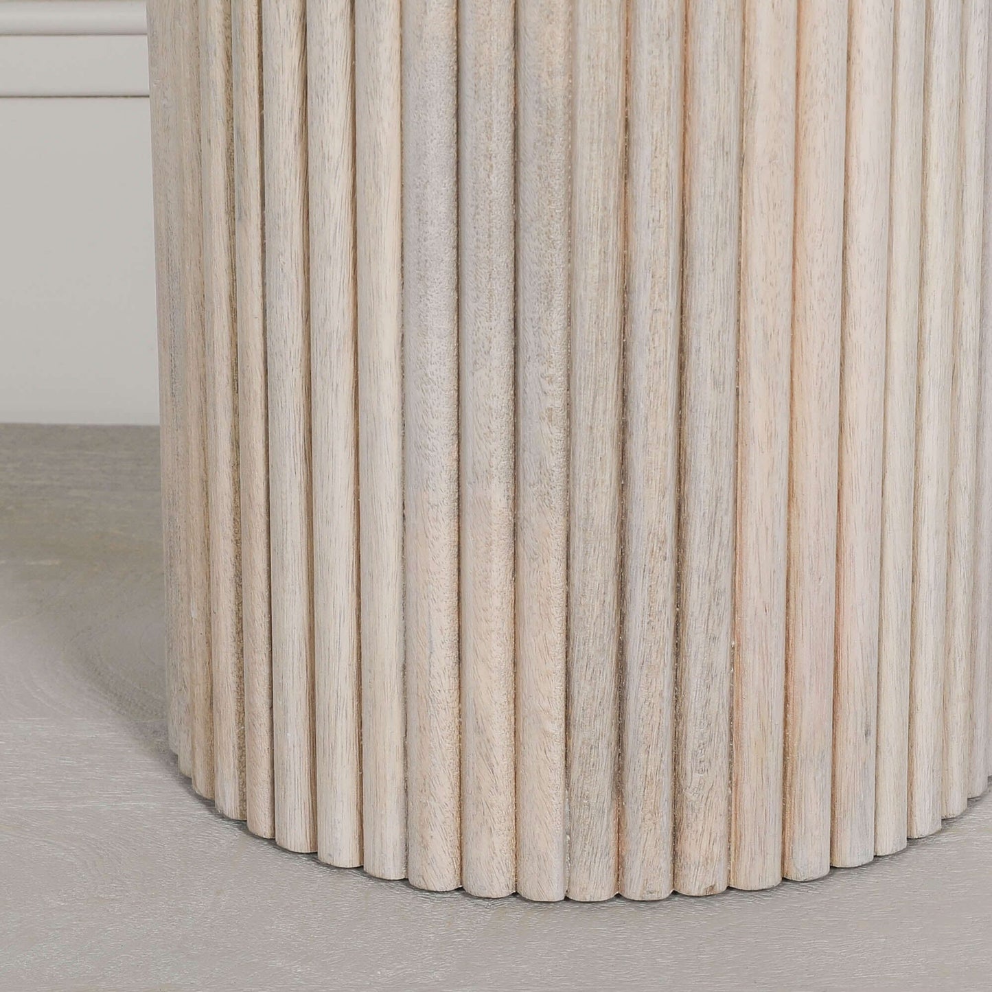Handcrafted Ribbed Round Mango Wood Ribbed Side Table