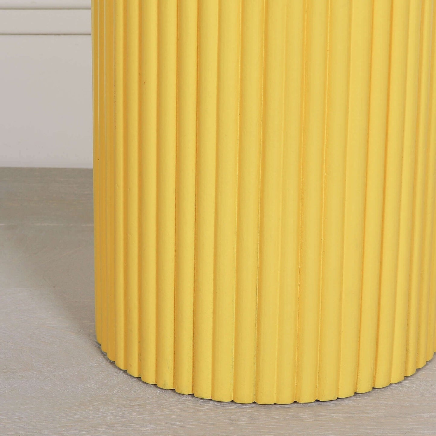 Yellow Mango Wood Ribbed Side Occasional Table