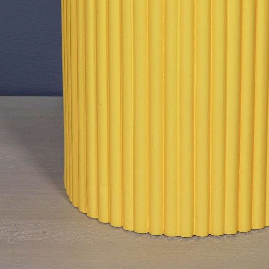 Yellow Mango Wood Ribbed Side Occasional Table