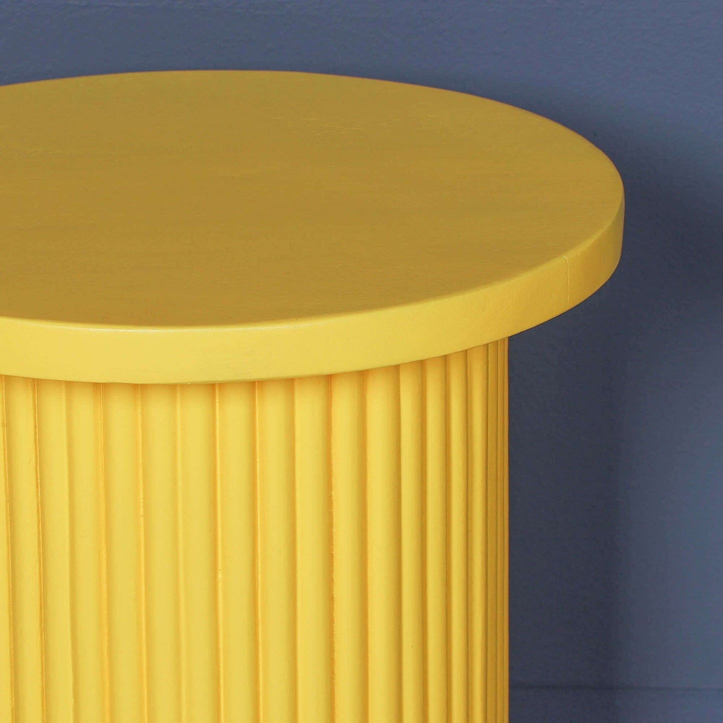 Yellow Mango Wood Ribbed Side Occasional Table