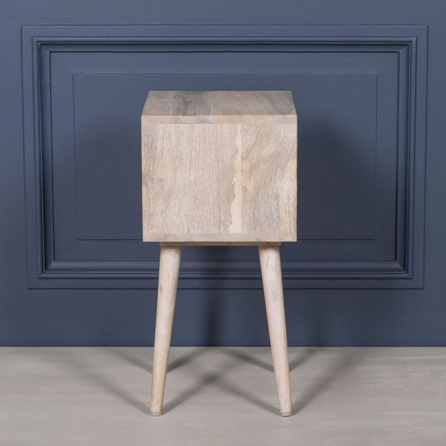 Mango Wood Blanchie Washed Bedside Table with Storage Shelf