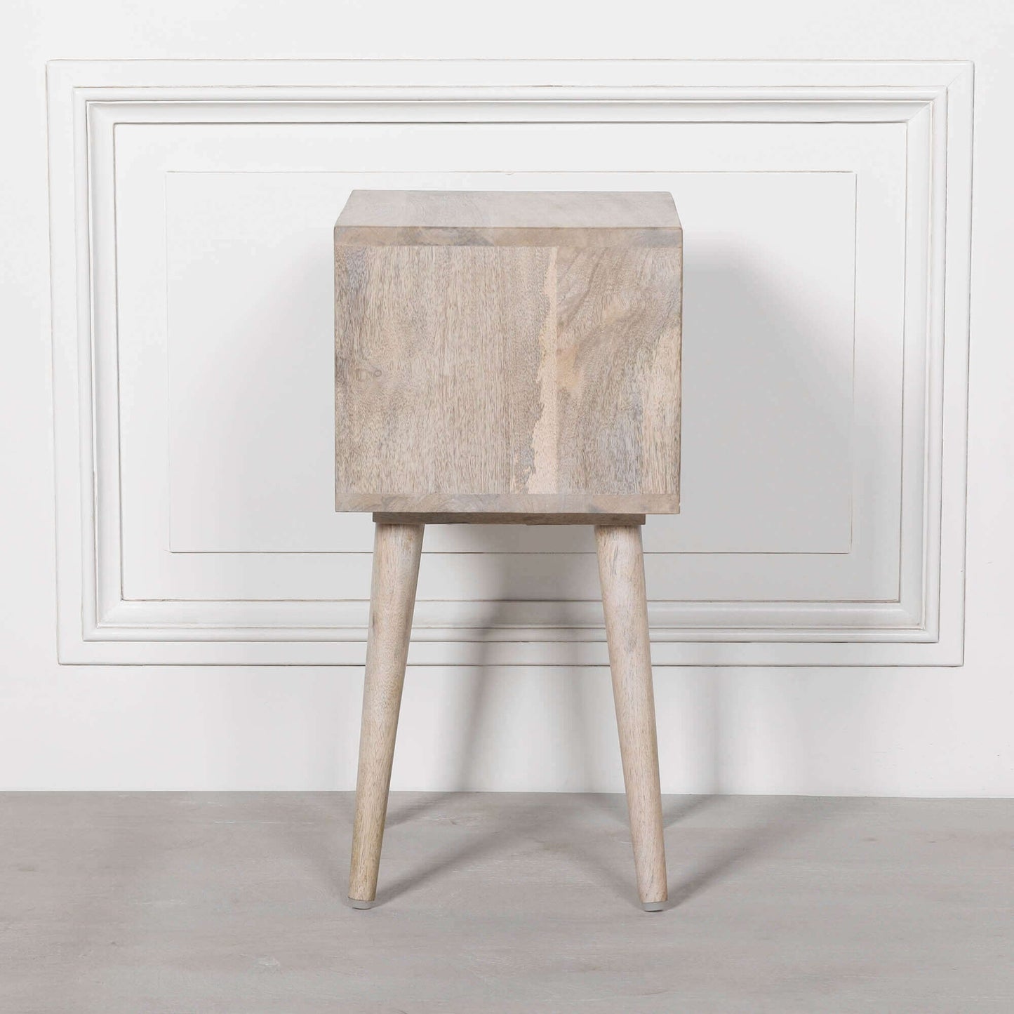 Mango Wood Blanchie Washed Bedside Table with Storage Shelf