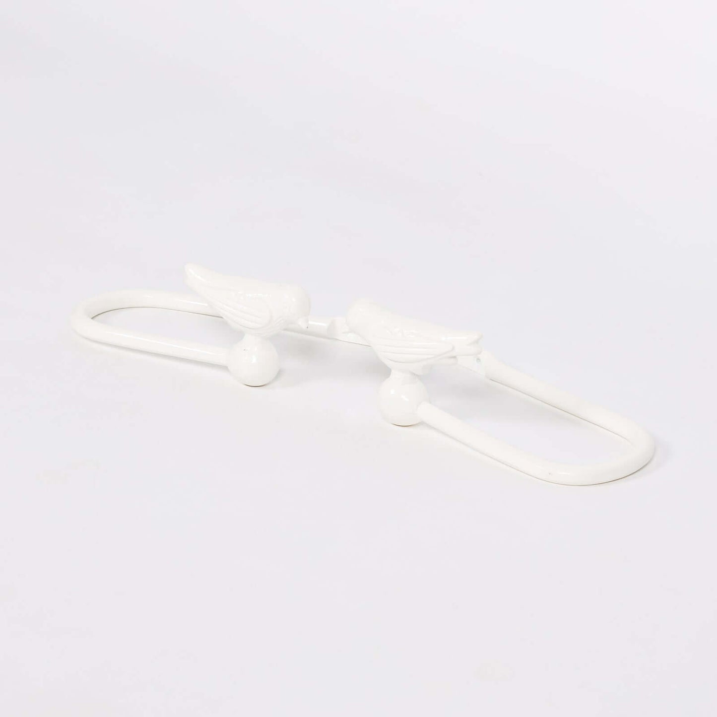 White Cast Iron Decorative Bird Curtain Holder Set