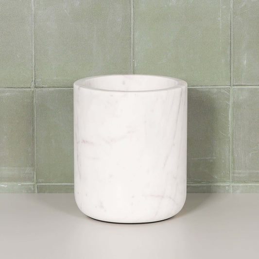 Natural White Marble Storage Utensil Holder