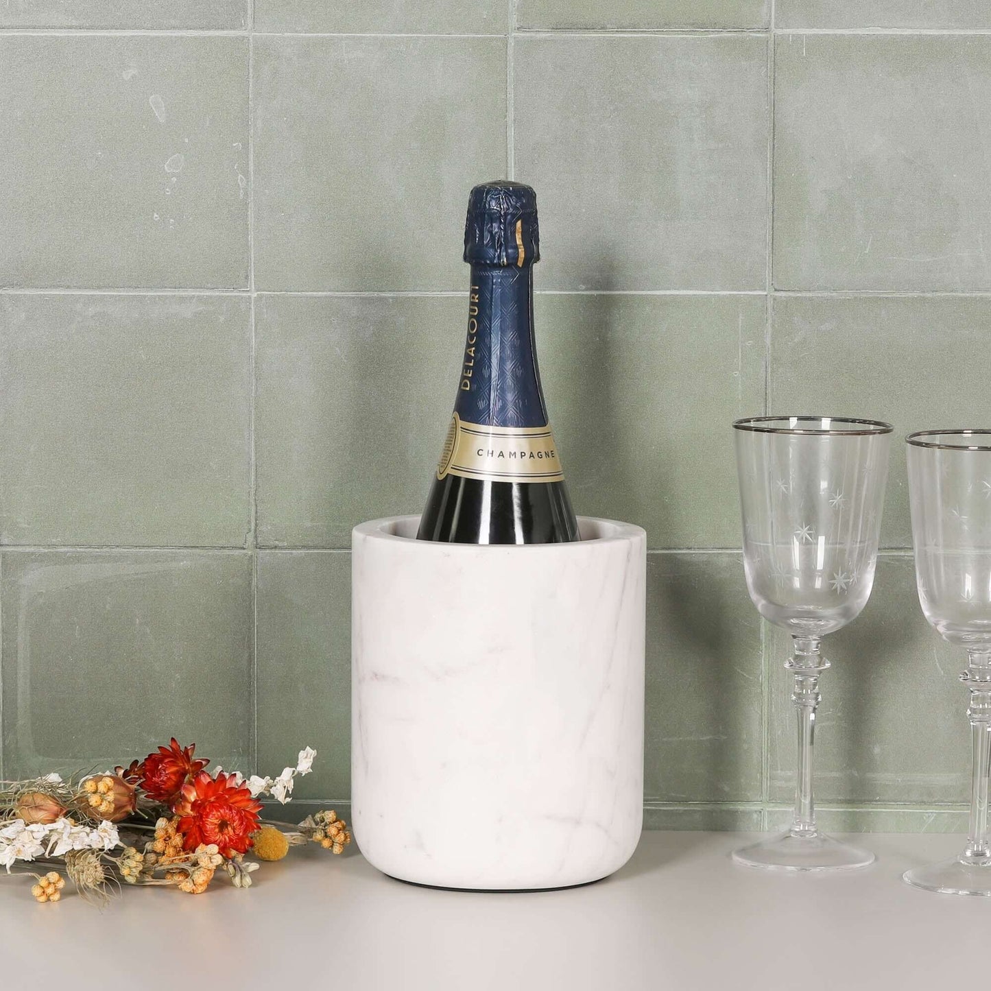 Natural White Marble Storage Utensil Holder