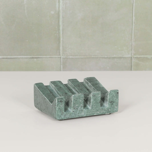 Green Marble Grooved Soap Holder