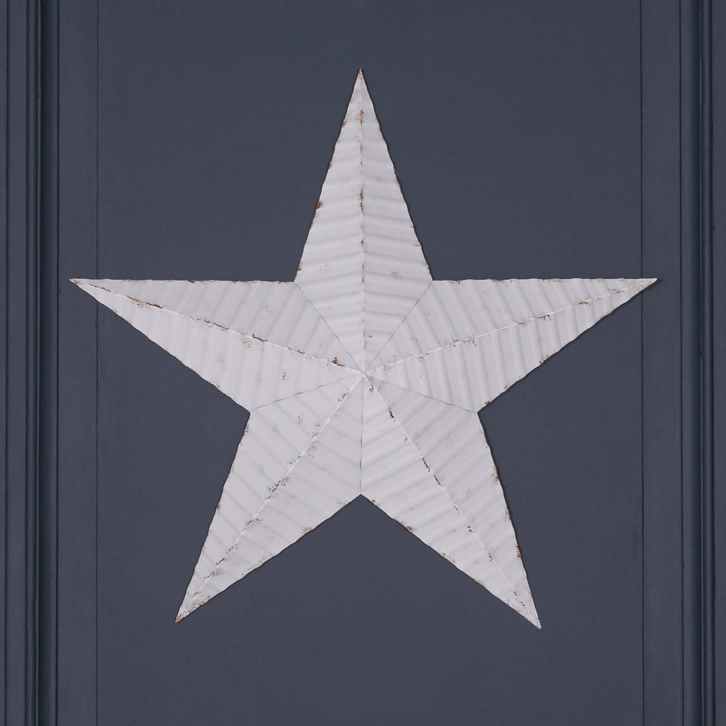 Large White Metal Wall Star Decoartive Distressed Style 74cm