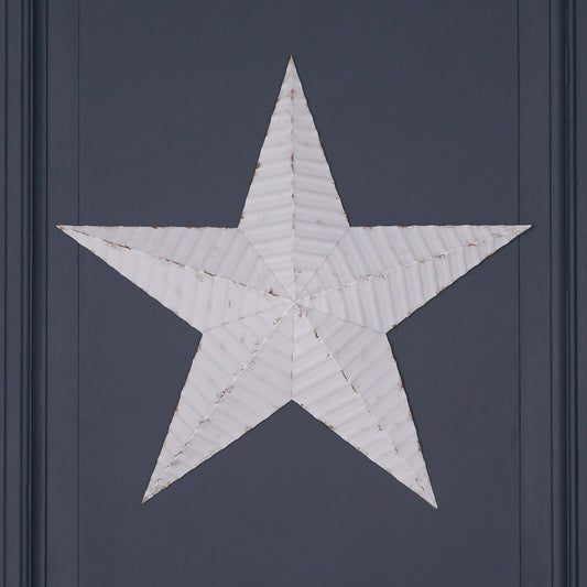 Large White Metal Wall Star Decoartive Distressed Style 74cm