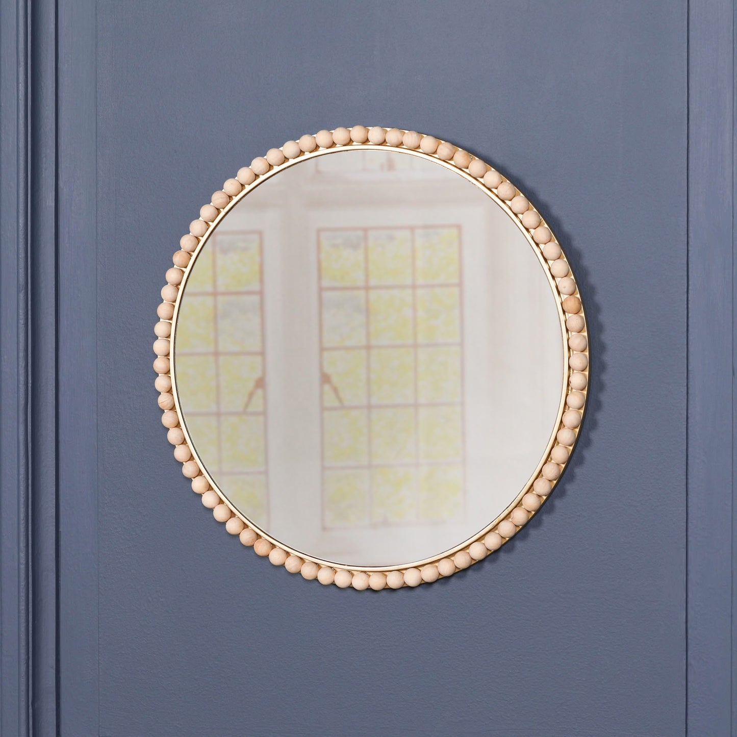 Wooden Bobble Round Wall Mirror