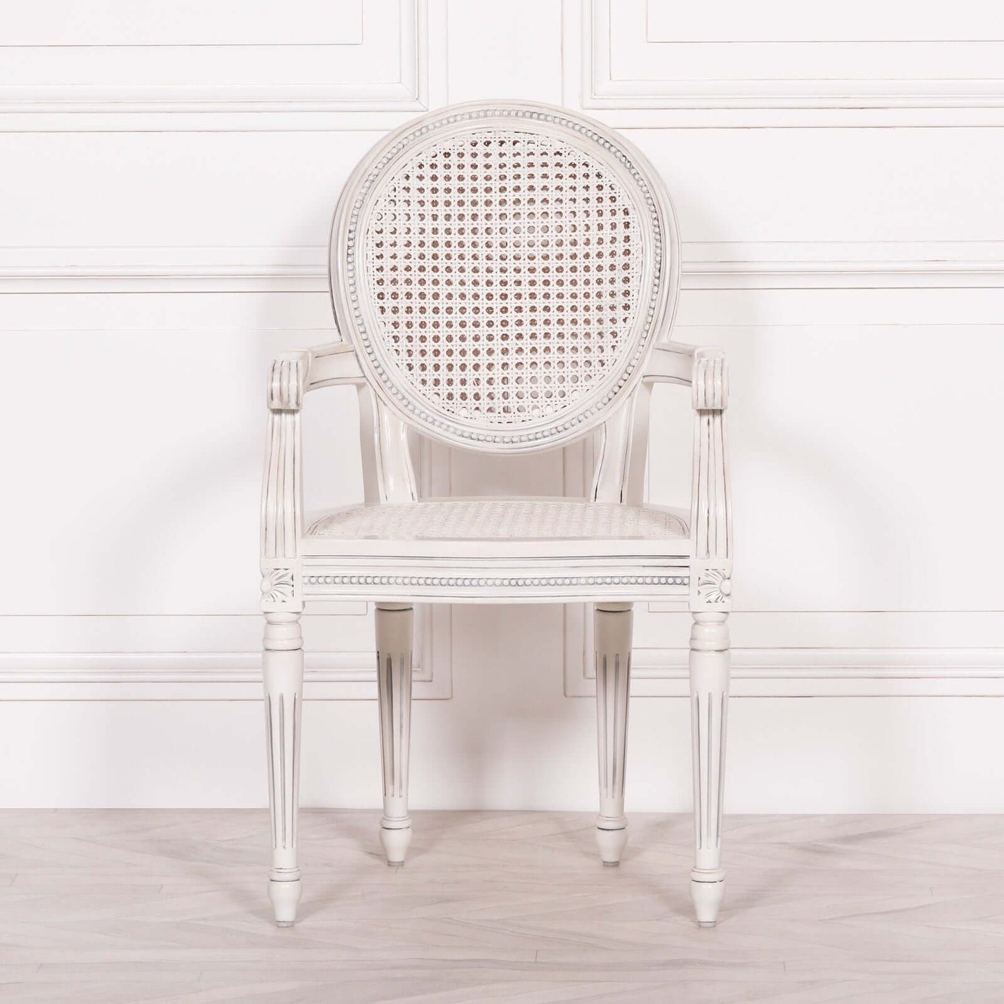 Off White Chateau Rattan Dining / Bedroom Arm Chair