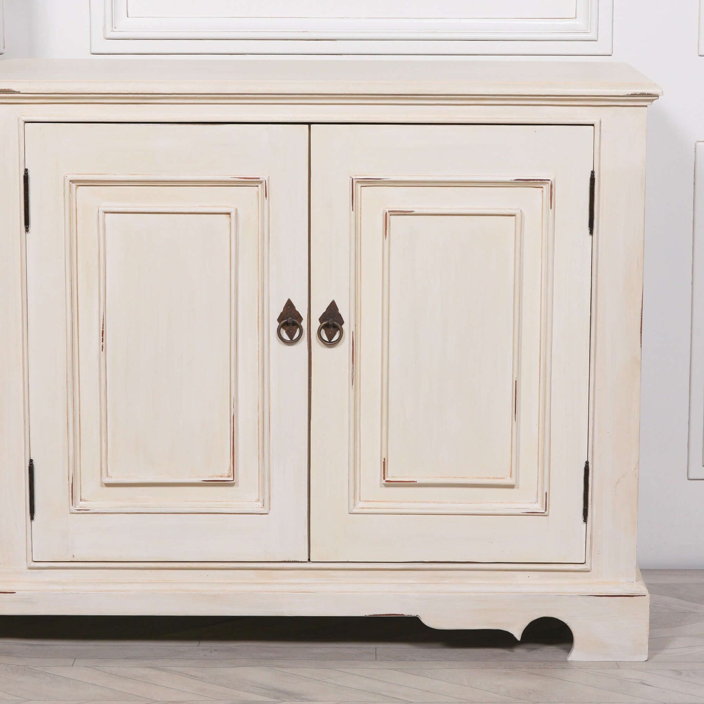 White Brush Painted Classical Sideboard Distressed Aged Finish