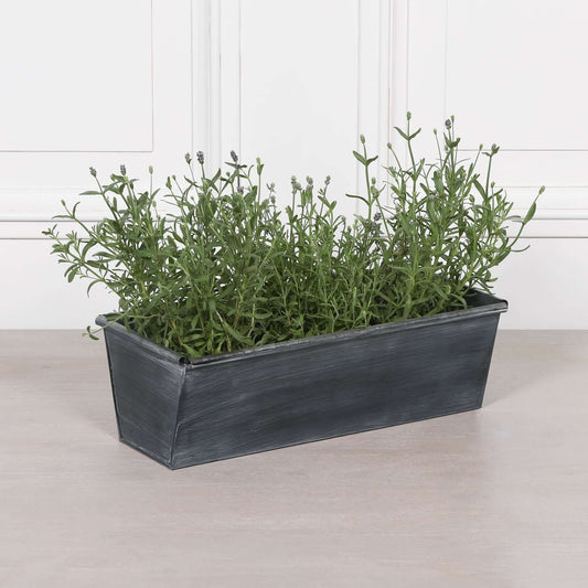 Roll Top Weathered Iron Style Metal Planter - 44cm