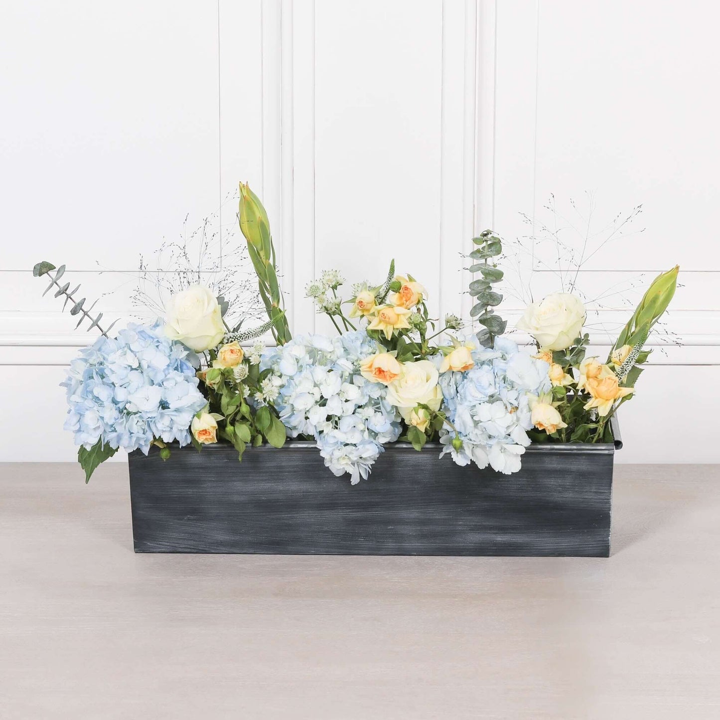 Roll Top Weathered Iron Style Metal Planter - 54cm