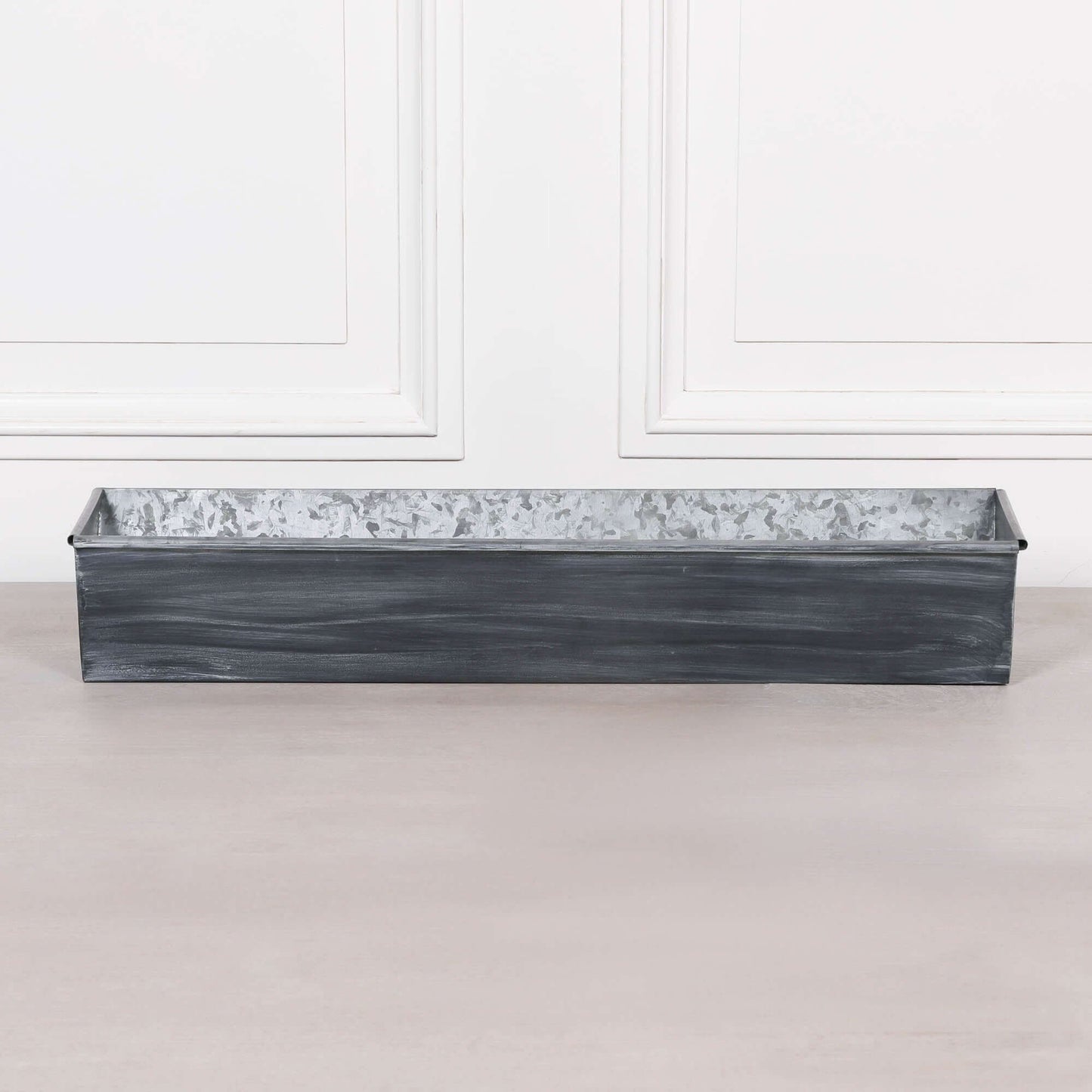 Roll Top Weathered Iron Style Metal Planter - 84cm