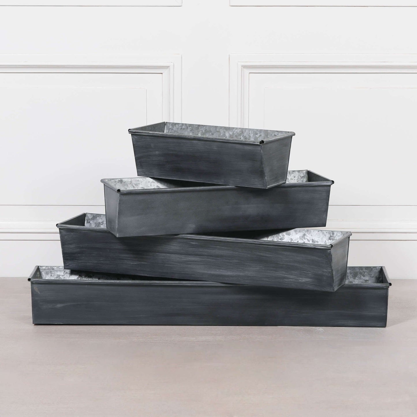 Roll Top Weathered Iron Style Metal Planter - 104cm