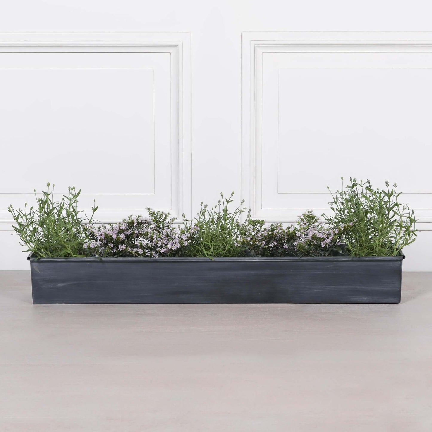 Roll Top Weathered Iron Style Metal Planter - 104cm