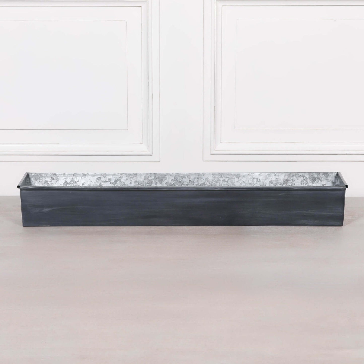 Roll Top Weathered Iron Style Metal Planter - 104cm