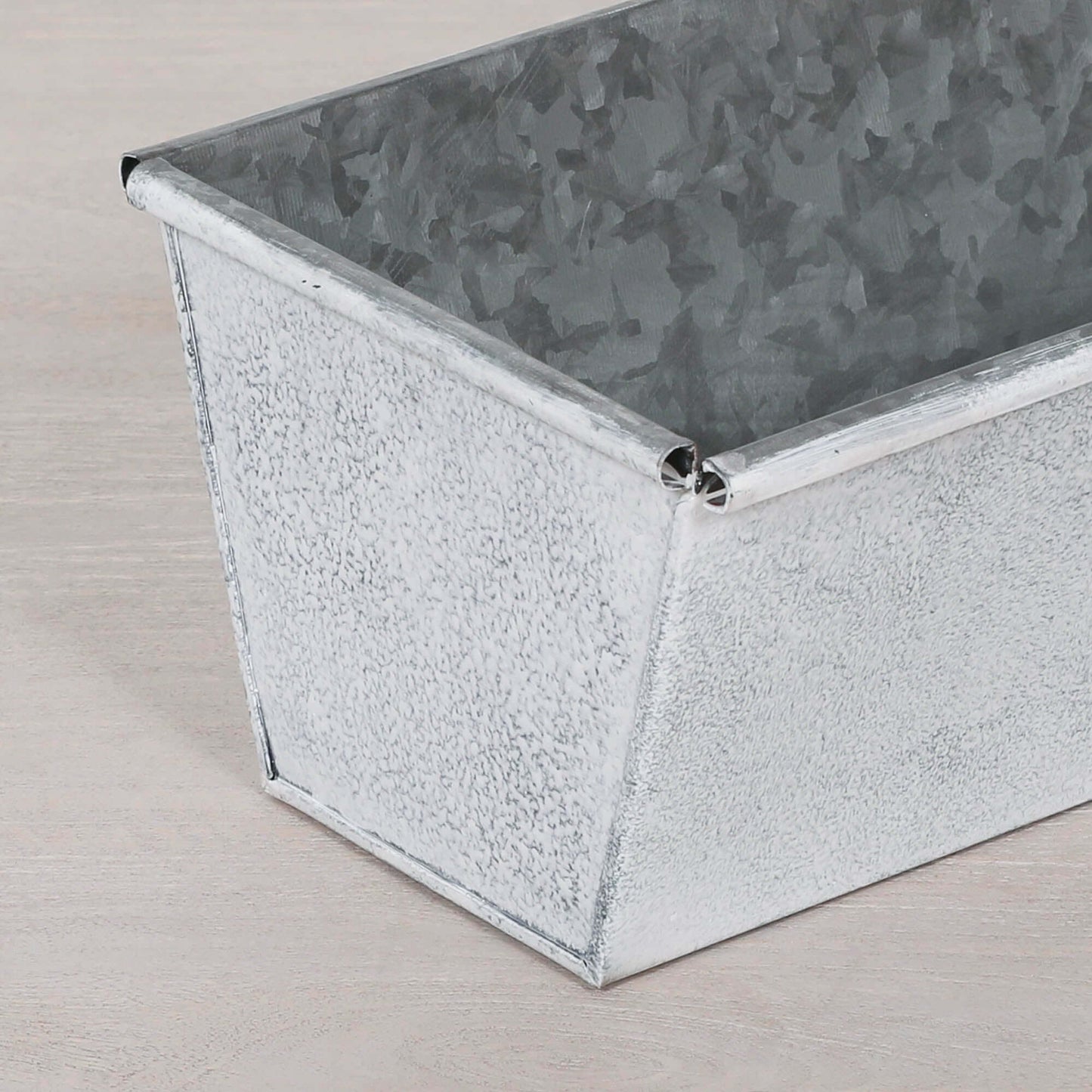 Roll Top White Wash Metal Planter - 44cm