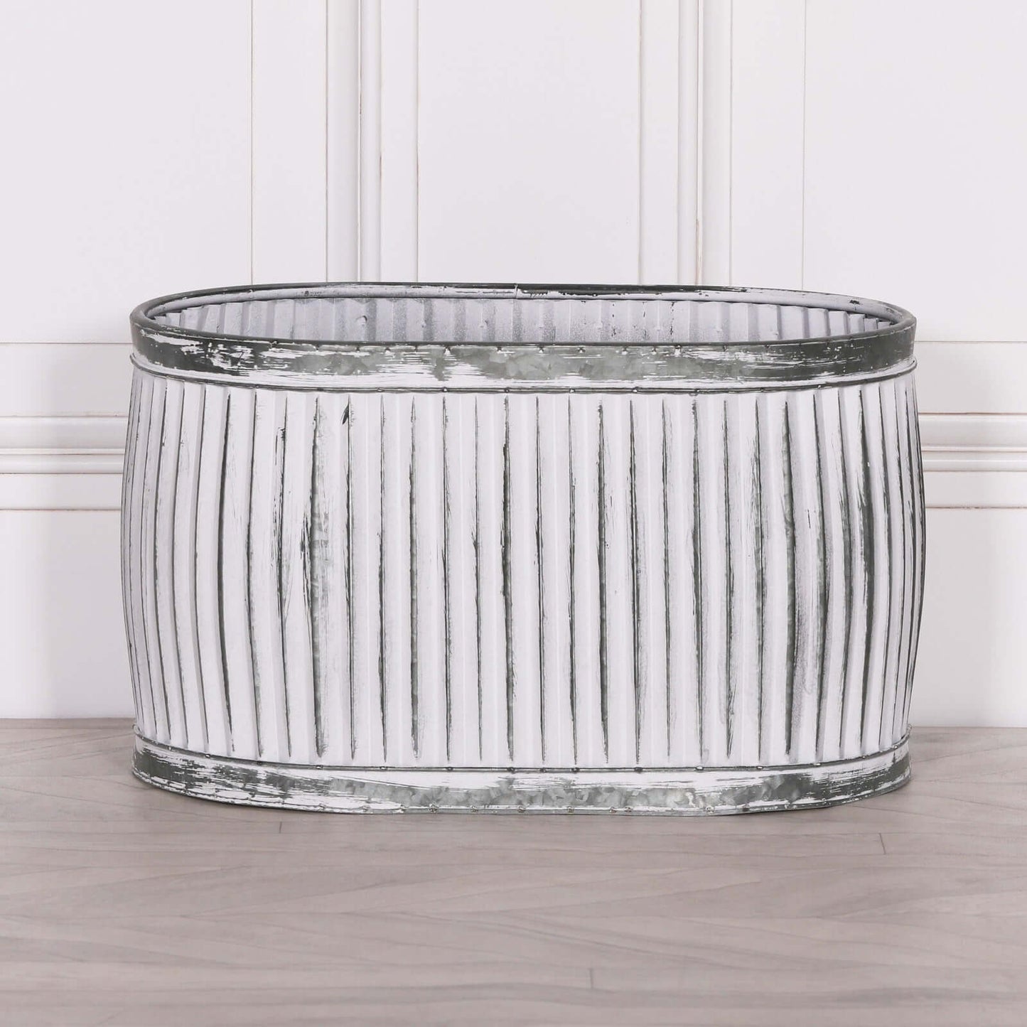 Oval Metal Planter Galvanised Steel - Medium Dolly Tub