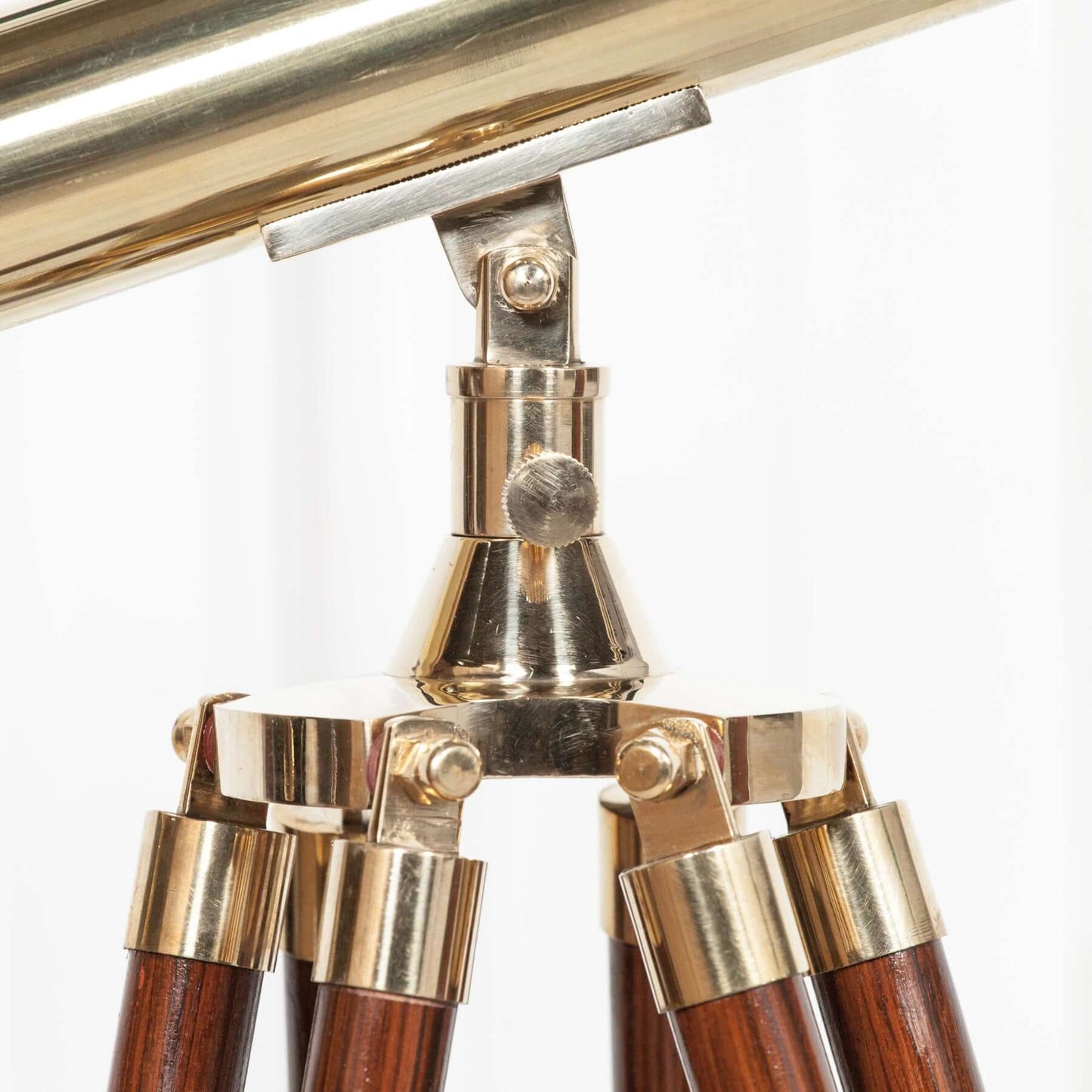 Brass Telescope On A Wooden Tripod Stand