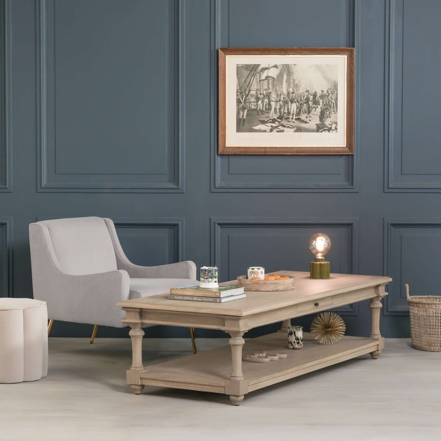 Rustic Wooden 170cm Coffee Table with Single Drawer