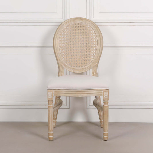 Light Wooden Louis Upholstered Dining Chair