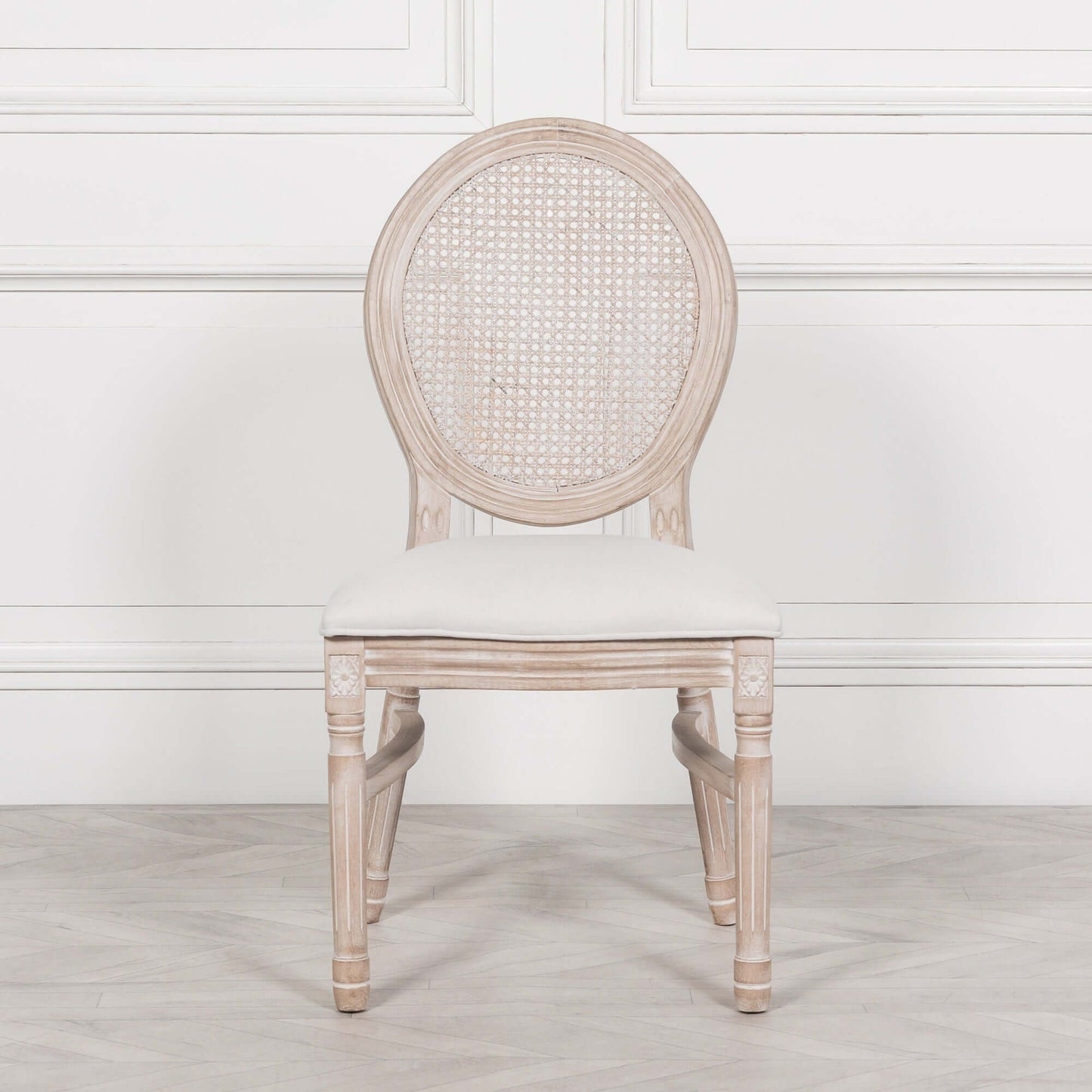 Light Wooden Louis Upholstered Dining Chair