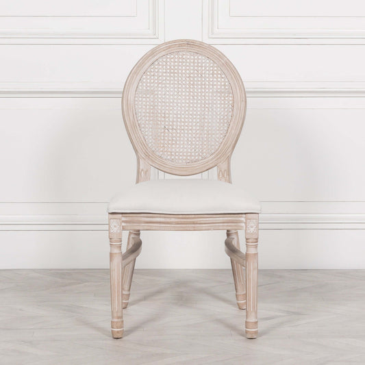 Light Wooden Louis Upholstered Dining Chair