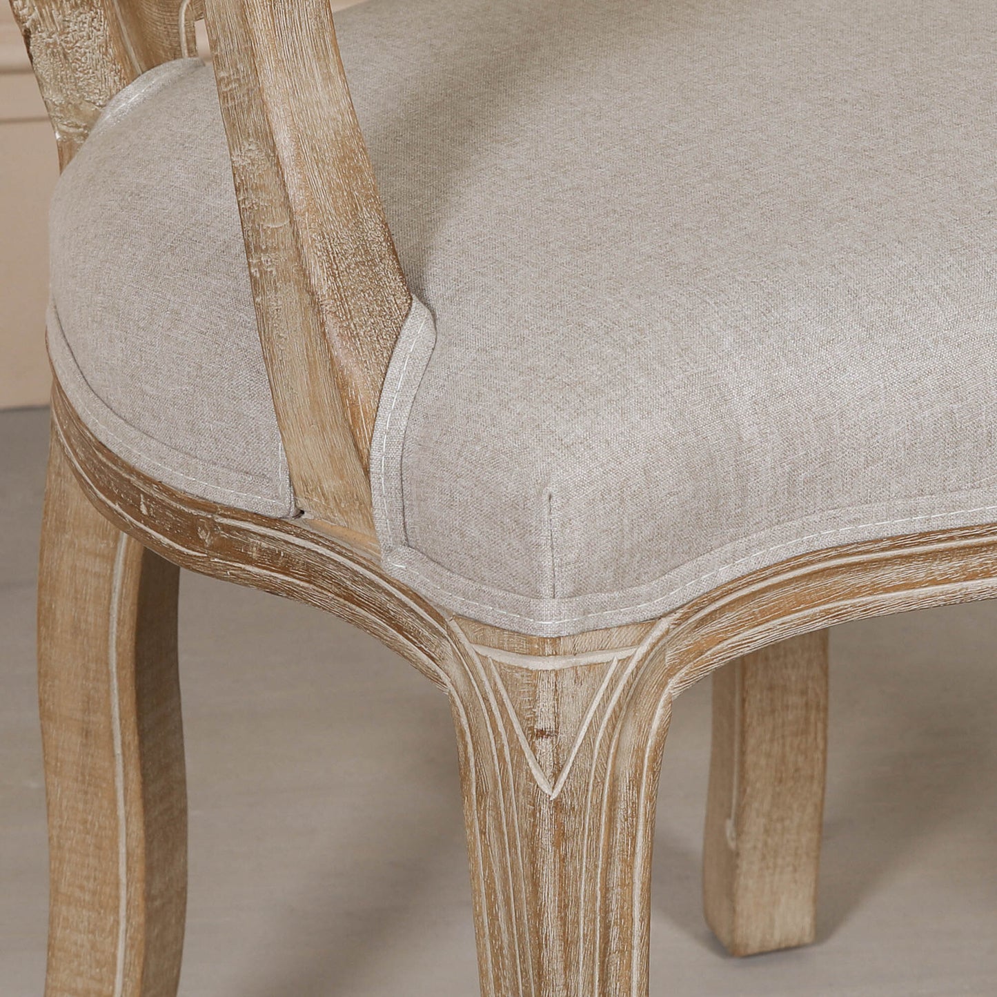 Wooden Carver Louis Upholstered Dining Arm Chair