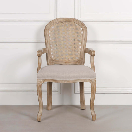 Wooden Carver Louis Upholstered Dining Arm Chair