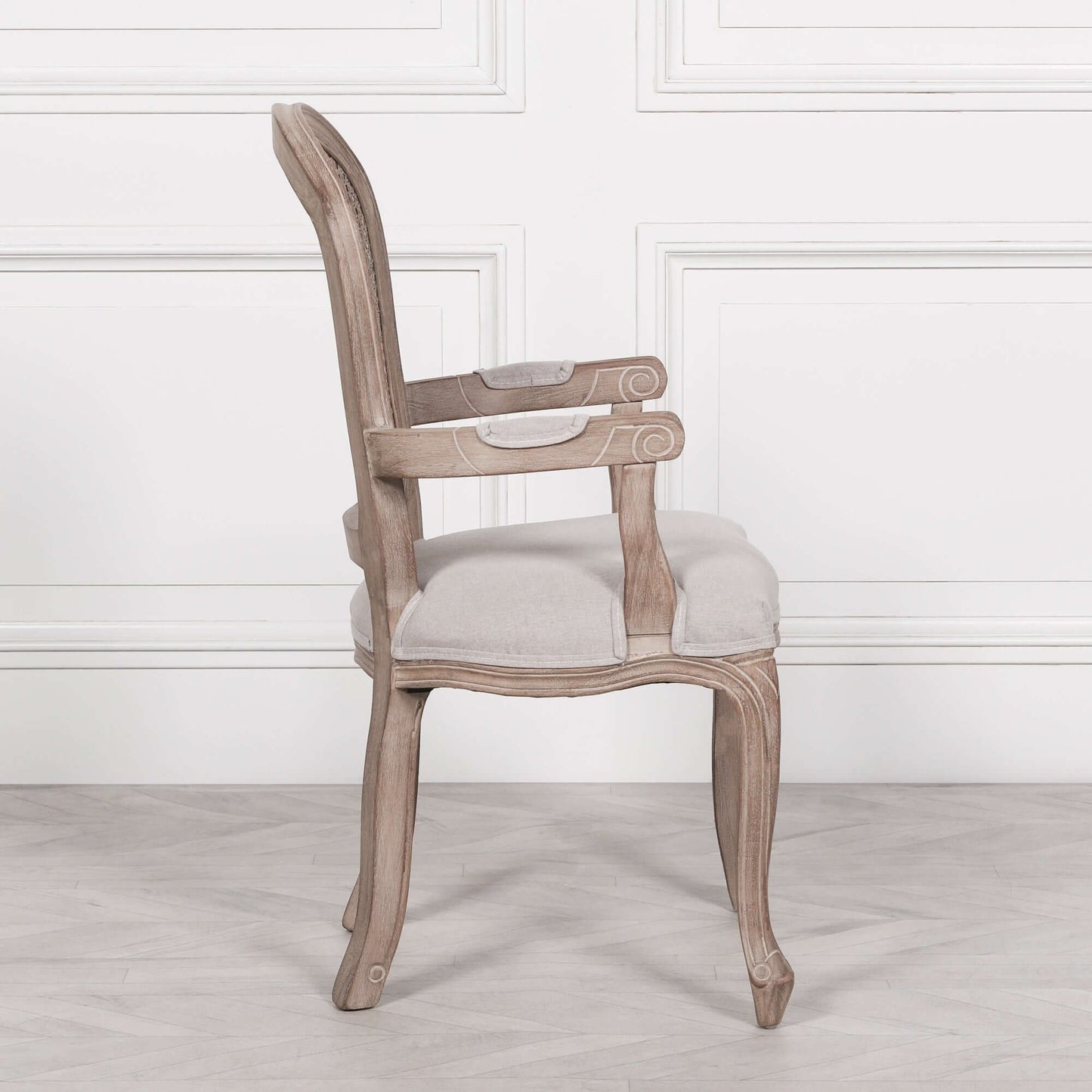 Wooden Carver Louis Upholstered Dining Arm Chair