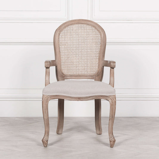 Wooden Carver Louis Upholstered Dining Arm Chair