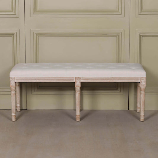 Light Wooden Louis Upholstered Bench