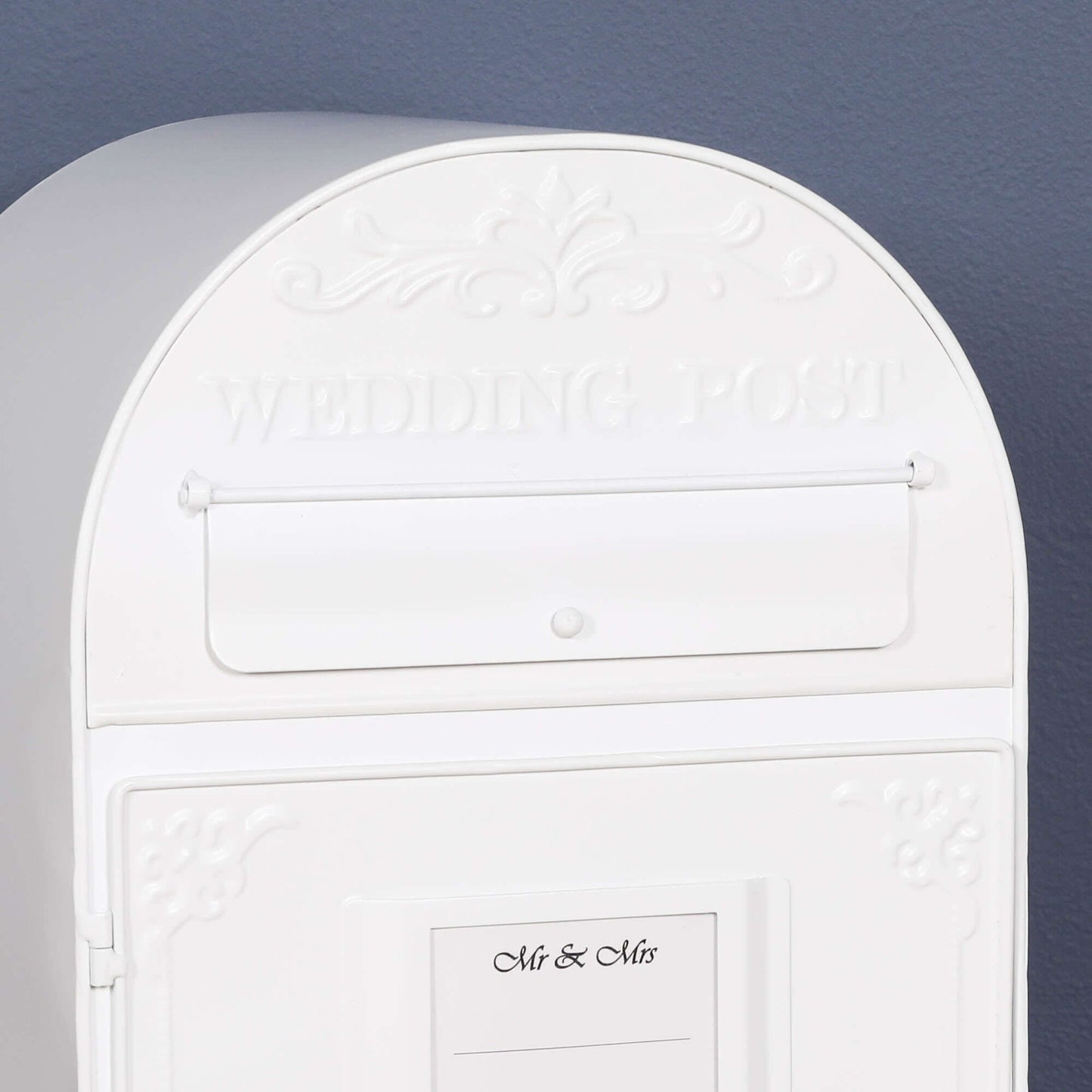 White Wedding Post Box with Gold Heart Padlock
