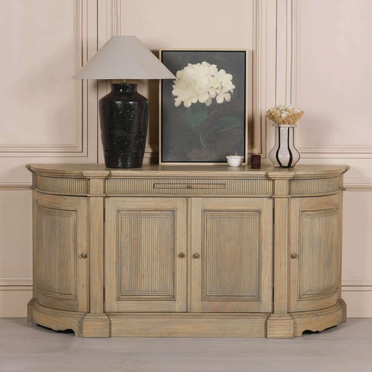 Rustic Wooden Fluted Buffet Sideboard