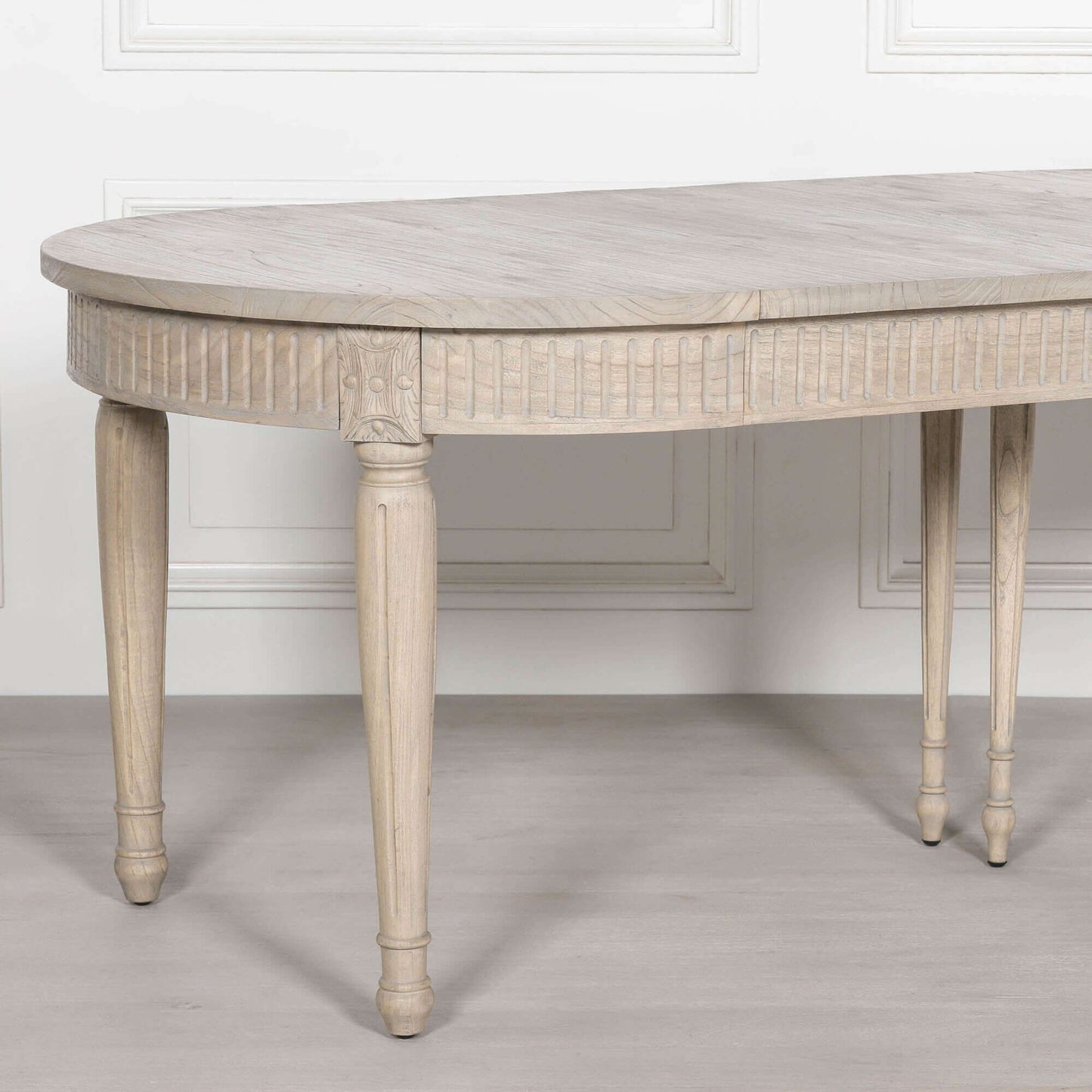 Extendable Wooden Dining Table in White Cedar with Rustic Finish 100cm