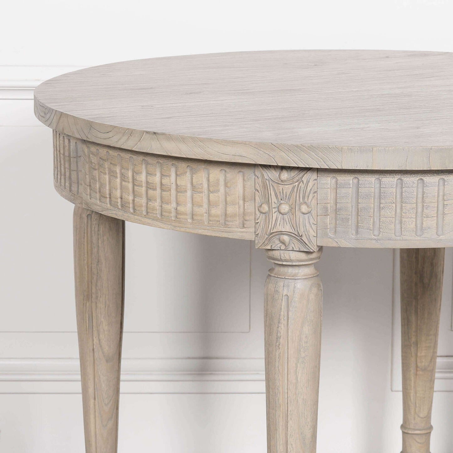 Extendable Wooden Dining Table in White Cedar with Rustic Finish 100cm