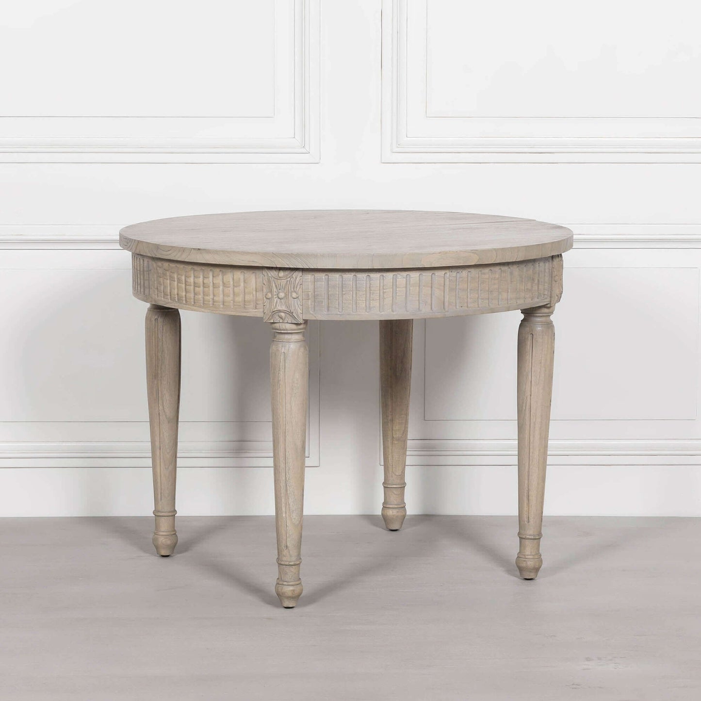Extendable Wooden Dining Table in White Cedar with Rustic Finish 100cm