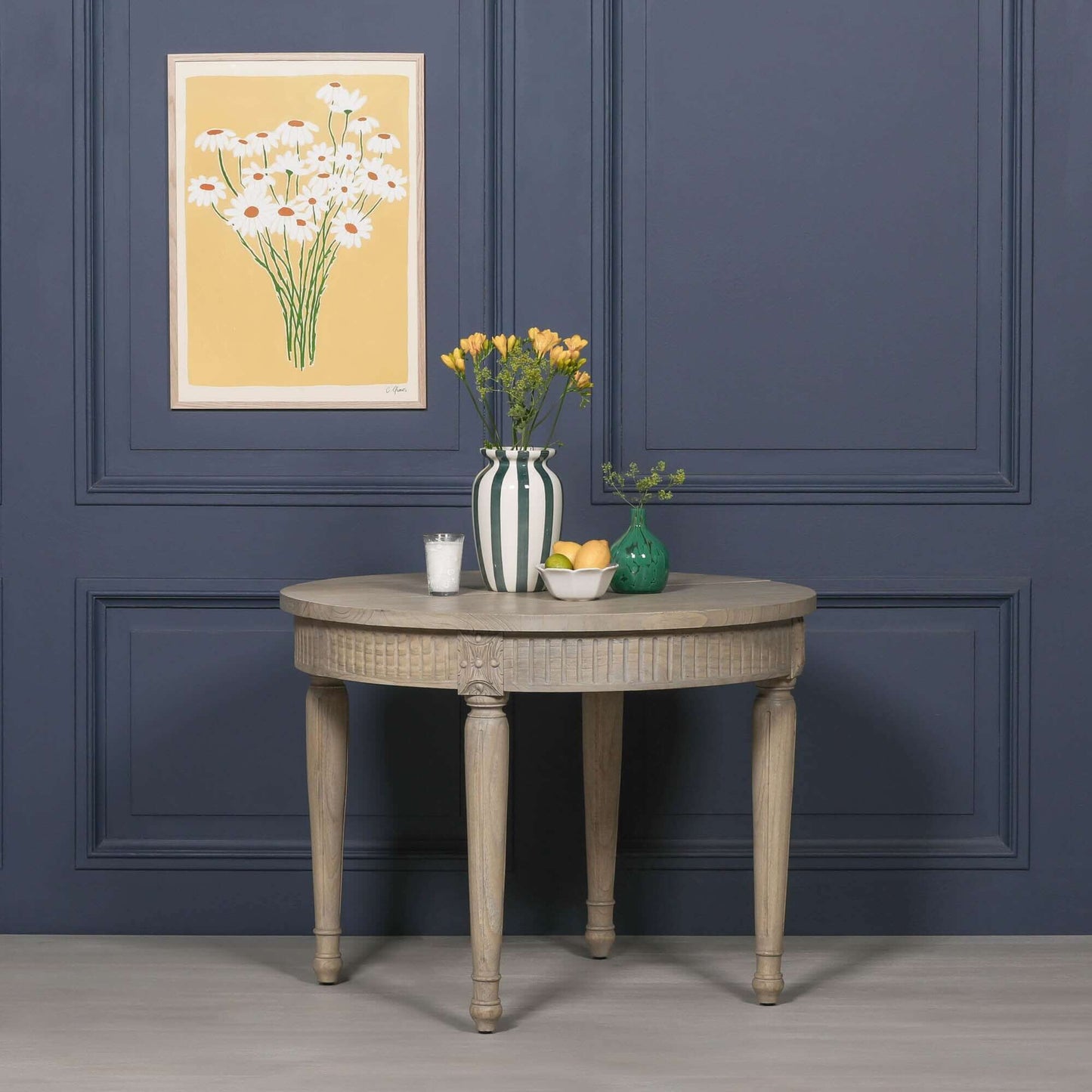 Extendable Wooden Dining Table in White Cedar with Rustic Finish 100cm