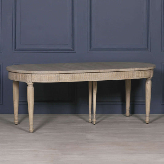 Extendable Wooden Dining Table in White Cedar with Rustic Finish 100cm