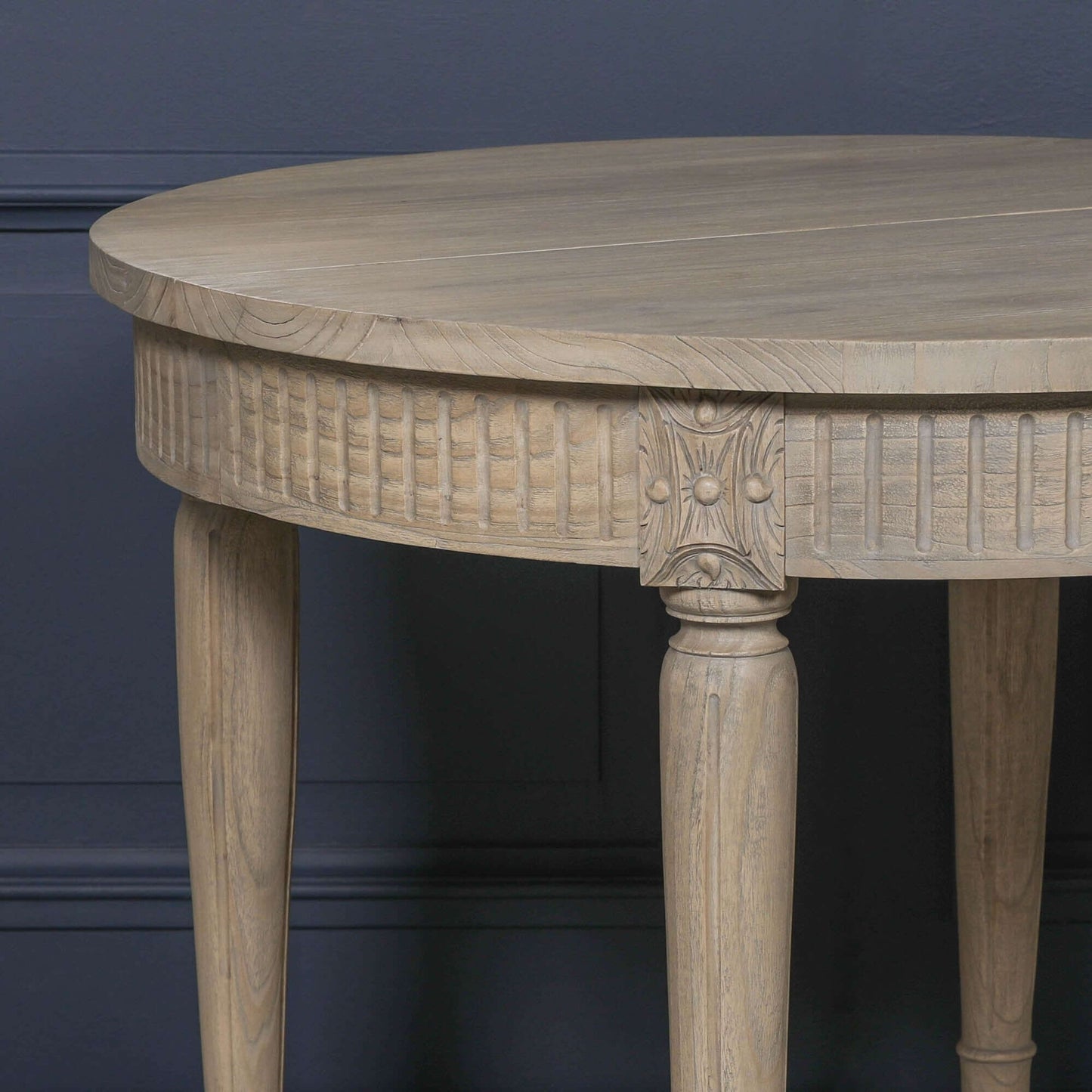 Extendable Wooden Dining Table in White Cedar with Rustic Finish 100cm