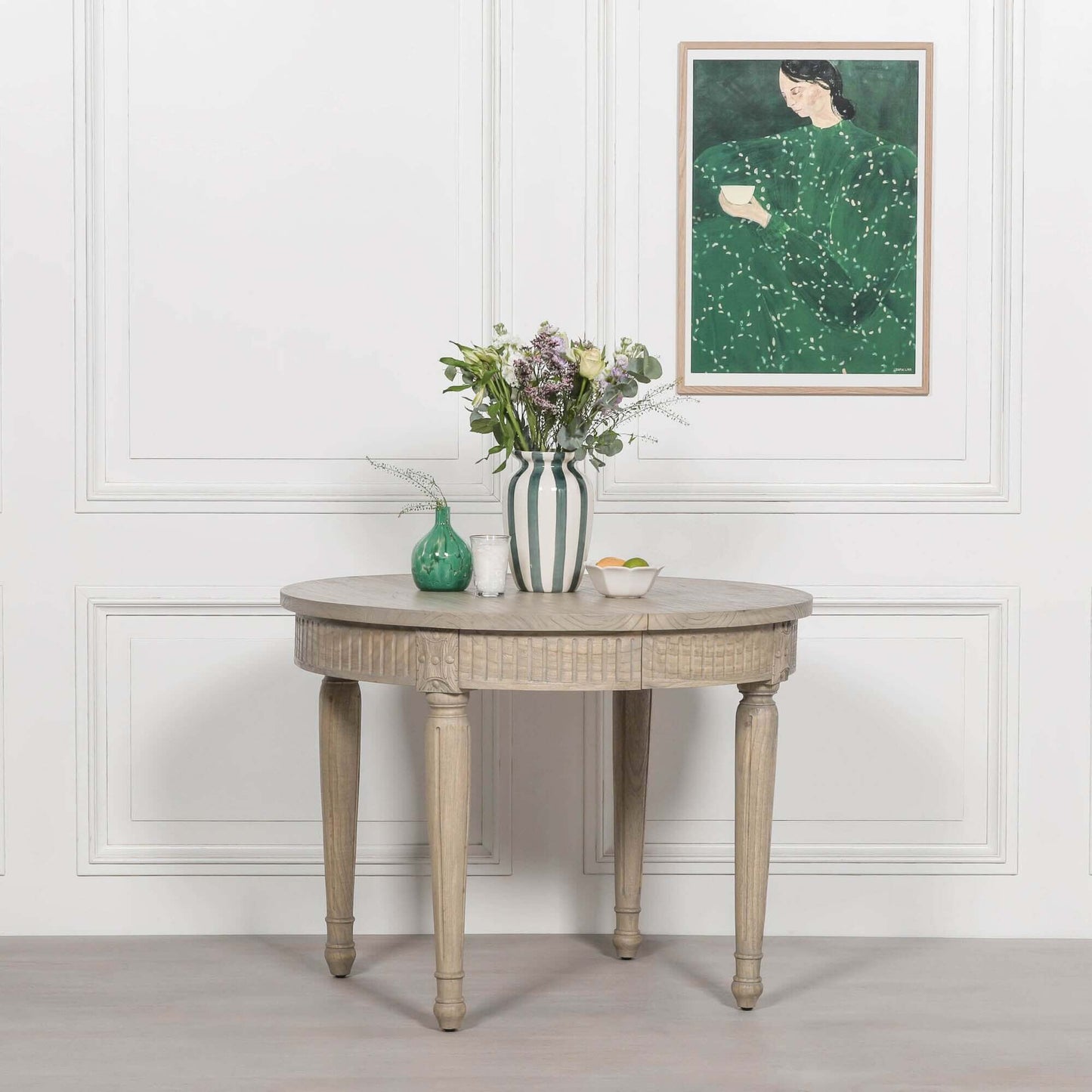 Extendable Wooden Dining Table in White Cedar with Rustic Finish 100cm