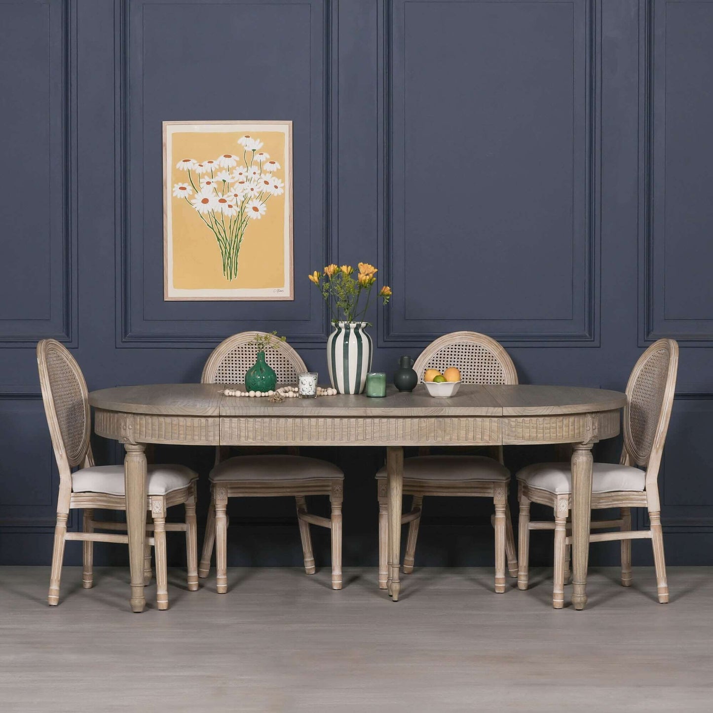 Extendable Wooden Dining Table in White Cedar with Rustic Finish 100cm