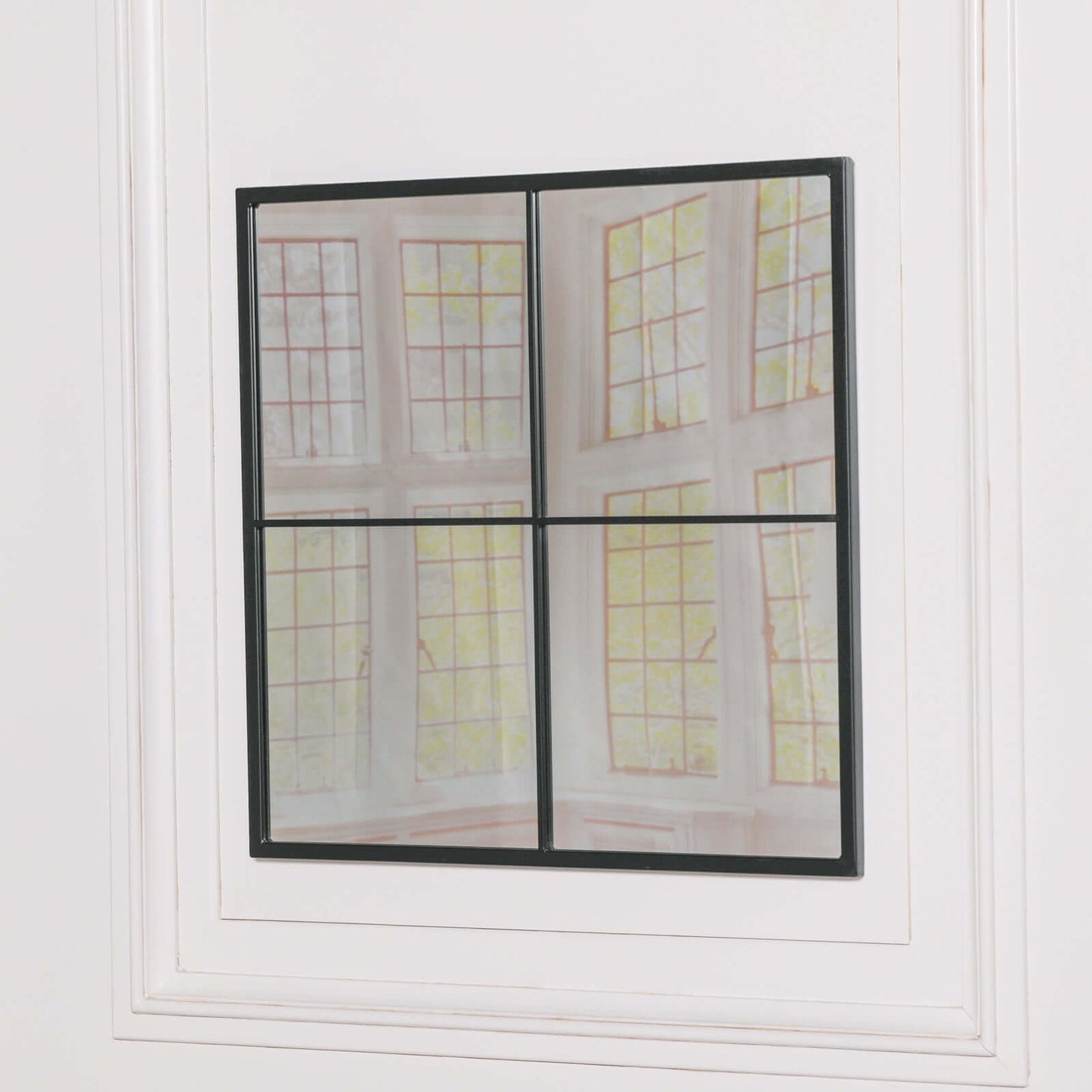 Black Square Window Mirror Metal 60cm