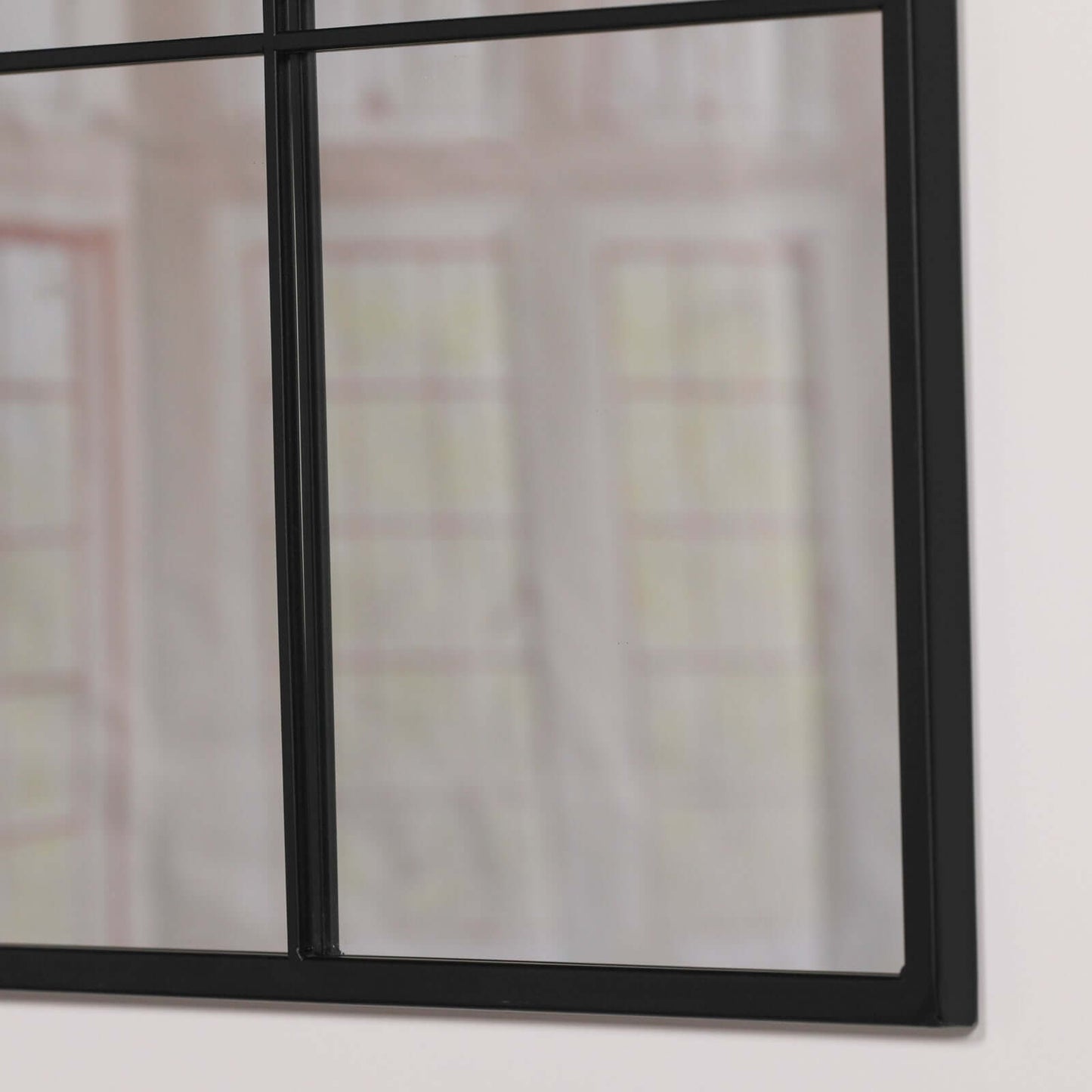 Black Square Window Mirror Metal 60cm