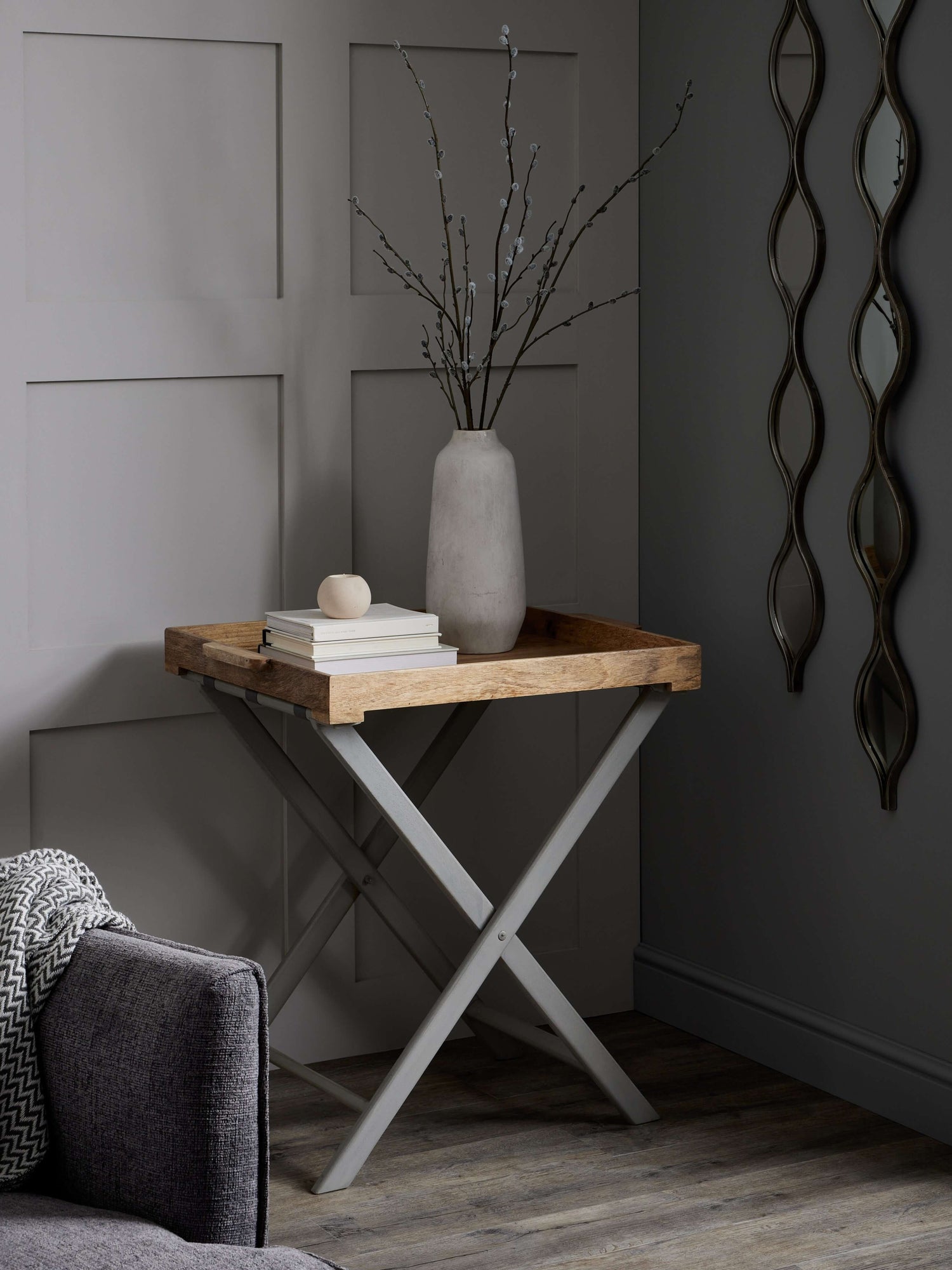 Grey Oslo side butler table