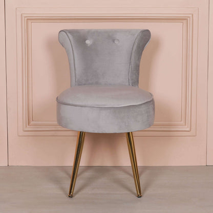 Grey Stool / Bedroom Chair with Gold Legs